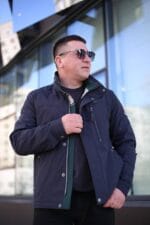 Тепла осіння куртка Black Vinyl TC24-2368 в кольорі темно-синій для чоловіка