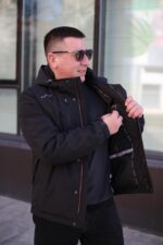 Осенняя теплая куртка Black Vinyl ТС23-2201 в черном цвете для мужчины