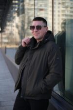 Теплая осенняя куртка Black Vinyl ТС23-2201 в цвете хаки для мужчины