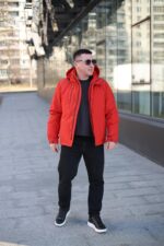Осенняя теплая куртка Black Vinyl TC23-2201 в цвете оранжевый для мужчины