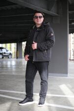 Осенняя куртка Black Vinyl TC24-2335 в цвете черный-графит для мужчин