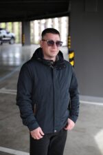 Теплая осенняя куртка Black Vinyl TC24-2335 в инк-блю цвете для мужчины