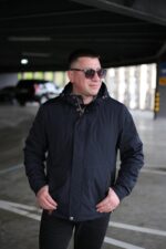 Мужская осенняя куртка Black Vinyl TC24-2335 в цвете темно-синий