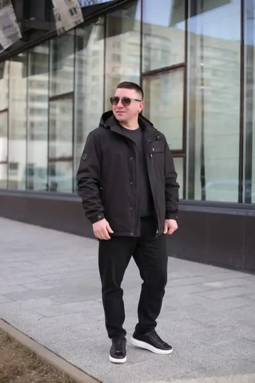 Мужская куртка демисезонная Black Vinyl ТС24-2339 - OptMax