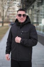 Мужская осенняя куртка Black Vinyl ТС24-2339 в черном цвете