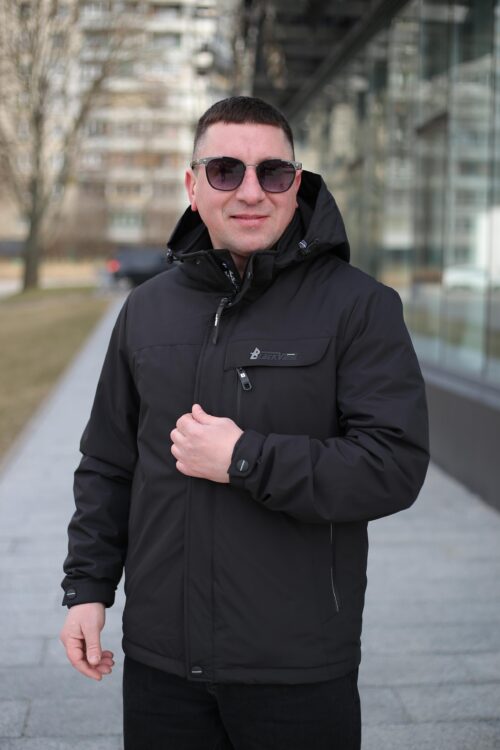 Мужская осенняя куртка Black Vinyl ТС24-2339 в черном цвете