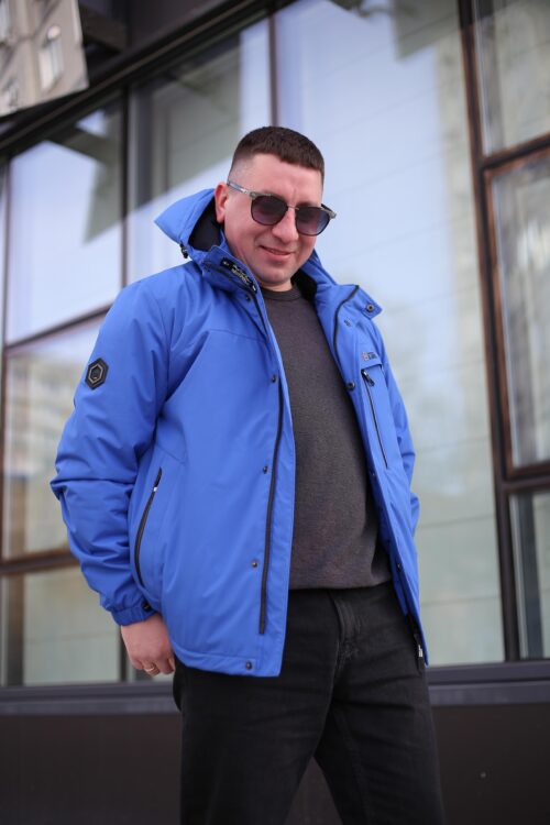 Стильная осенняя куртка Black Vinyl ТС24-2339 в цвете ярко-синий для мужчины