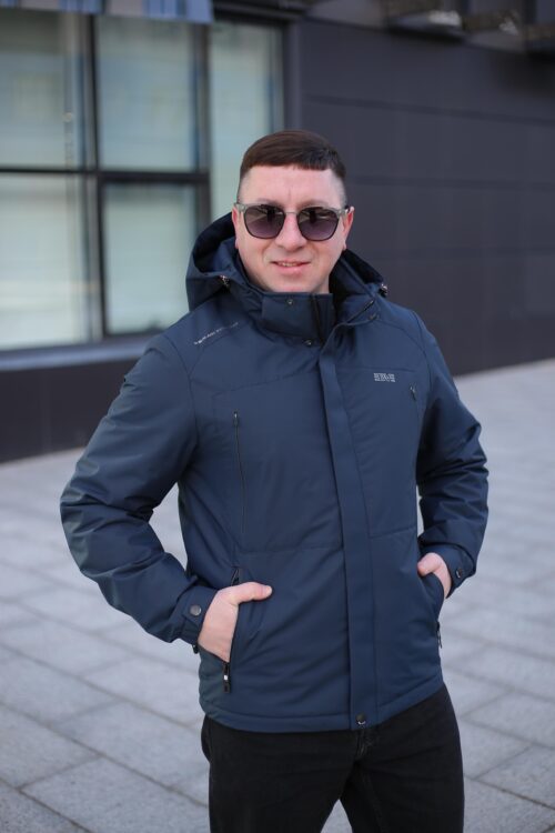 Осіння куртка Black Vinyl TC24-2357 в кольорі інк-блю для чоловіків