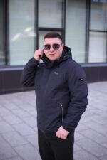 Осіння куртка Black Vinyl TC24-2357 в синьому кольорі для чоловіків