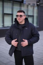 Чоловіча осіння куртка Black Vinyl TC24-2357 в синьому кольорі