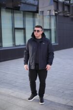 Стильна осіння куртка Black Vinyl TC24-2357 в синьому кольорі для чоловіка