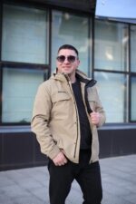 Мужская осенняя куртка Black Vinyl ТС24-2361 в бежевом цвете