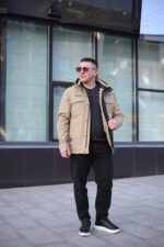 Осенняя теплая куртка Black Vinyl ТС24-2361 в бежевом цвете для мужчины