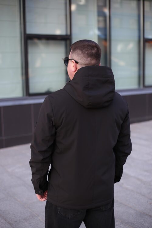 Осенняя куртка Black Vinyl ТС24-2361 для мужчины черная