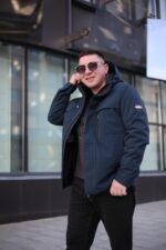 Теплая осенняя куртка Black Vinyl ТС24-2361 в инк-блю цвете для мужчины