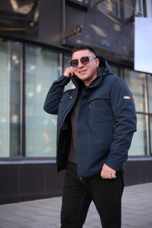 Теплая осенняя куртка Black Vinyl ТС24-2361 в инк-блю цвете для мужчины