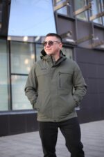 Осенняя куртка Black Vinyl ТС24-2361 в цвете олива для мужчин