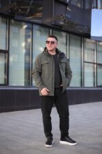 Мужская осенняя куртка Black Vinyl ТС24-2361 в оливковом цвете