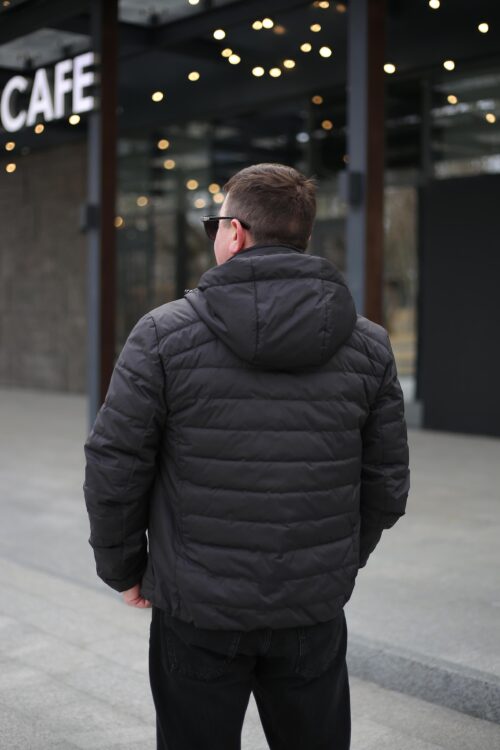 Осенняя куртка Black Vinyl BТС24-2373 в черном цвете для мужчины