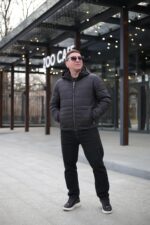 Мужская осенняя куртка Black Vinyl BТС24-2373 в черном цвете
