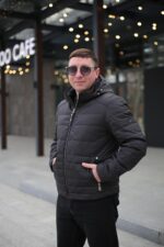 Теплая осенняя куртка Black Vinyl BТС24-2373 в черном цвете для мужчины