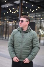 Осіння куртка Black Vinyl ТС24-2373 в кольорі олива для чоловіків