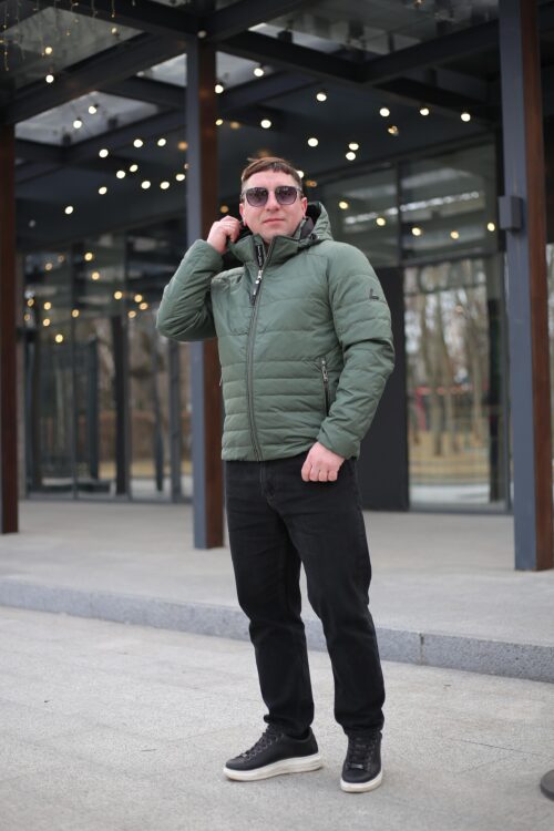 Осіння куртка Black Vinyl ТС24-2373 в кольорі олива для чоловіка