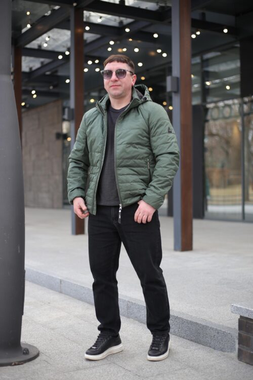 Чоловіча осіння куртка Black Vinyl ТС24-2373 в кольорі олива