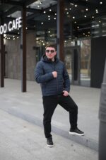 Осенняя куртка Black Vinyl BТС24-2373 в цвете темно-синий для мужчины