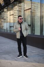 Теплая осенняя куртка Black Vinyl ТС24-2375 в фисташковом цвете для мужчины