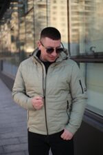 Осенняя куртка Black Vinyl ТС24-2375 в фисташковом цвете для мужчин