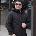 Чоловіча осіння куртка Black Vinyl ТС23-2200 в чорному кольорі