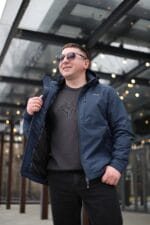 Чоловіча осіння куртка Black Vinyl ТС23-2200 в кольорі інк-блю