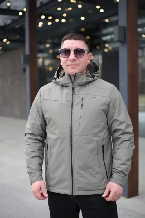 Стильная осенняя куртка Black Vinyl ТС23-2200 в оливковом цвете для мужчины