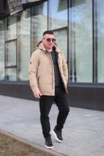 Осенняя куртка Black Vinyl ТС24-2336 в бежевом цвете для мужчины