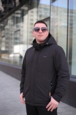 Мужская осенняя куртка Black Vinyl ТС24-2336 в черном цвете