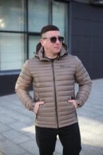 Мужская осенняя куртка Zero Frozen ZF50497 в бежевом цвете